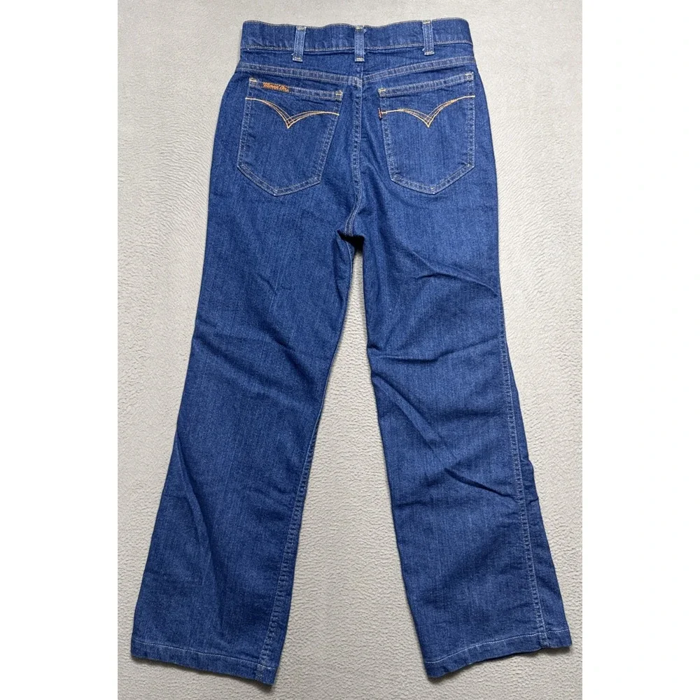Vintage Levis Movin On Jeans Womens 26x28‎ Bootcut Talon Zipper Rare Dark Denim